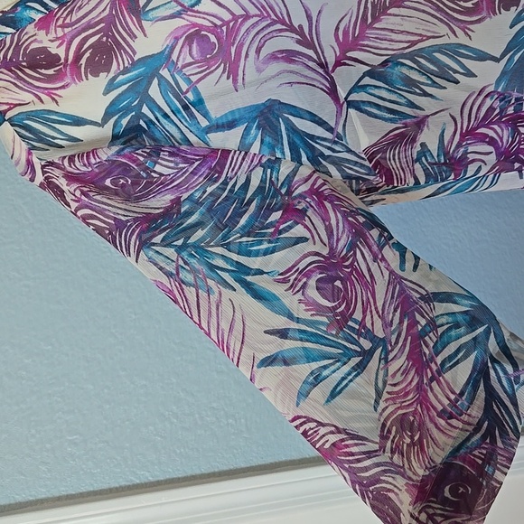 TOMMY BAHAMA Tropical Tunic Top Blouse Cover Up V Neck Button Closure SZ LARGE - Picture 4 of 12